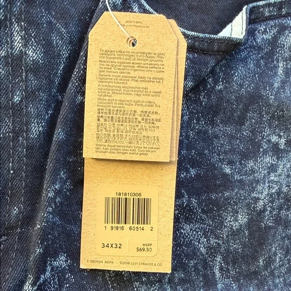 Levi's 541 Men's Acid Washed Navy Blue Straight Jeans - Picture 7 of 9